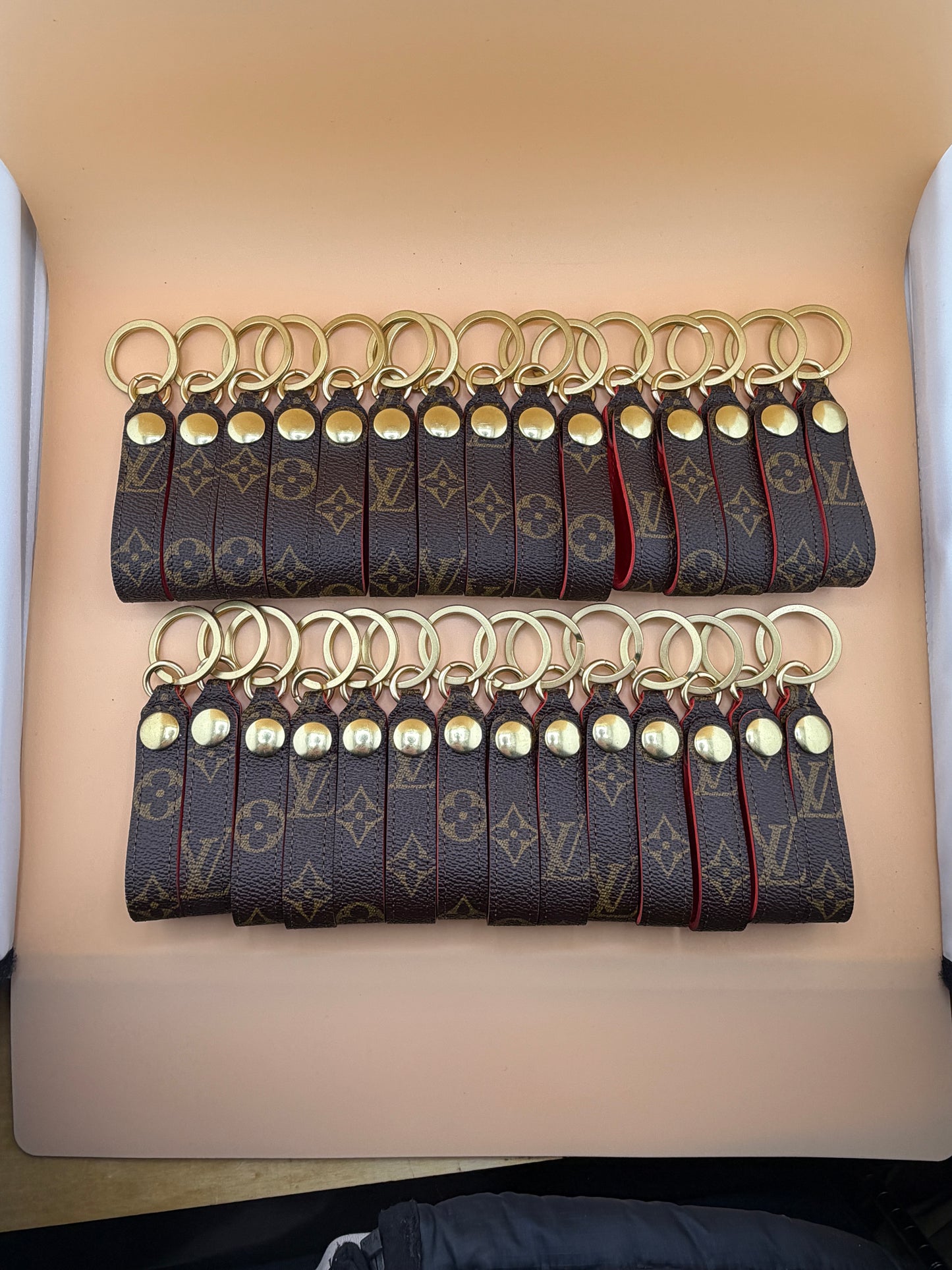 snap keychain in red with small clip
