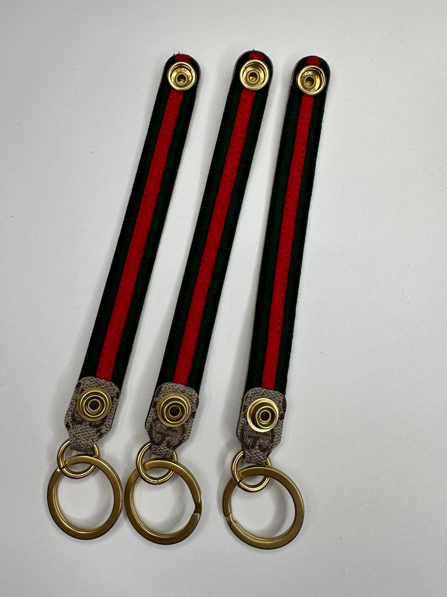 Upcycled Gucci Snap Keychain w/ Stripe