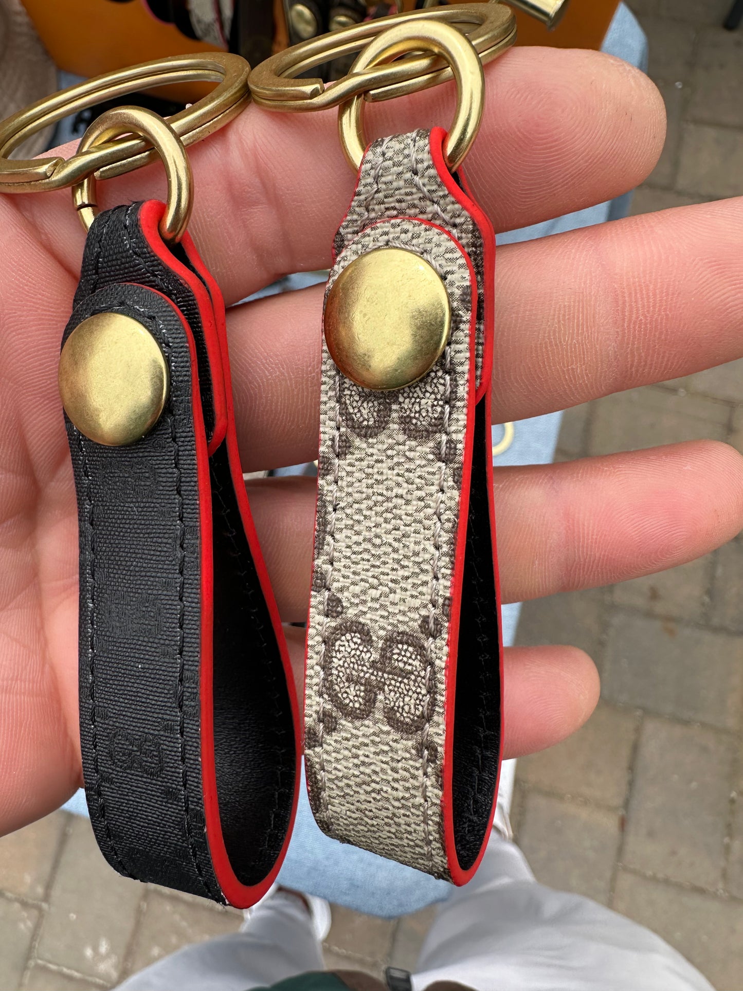 Upcycled Gucci snap keychain leather