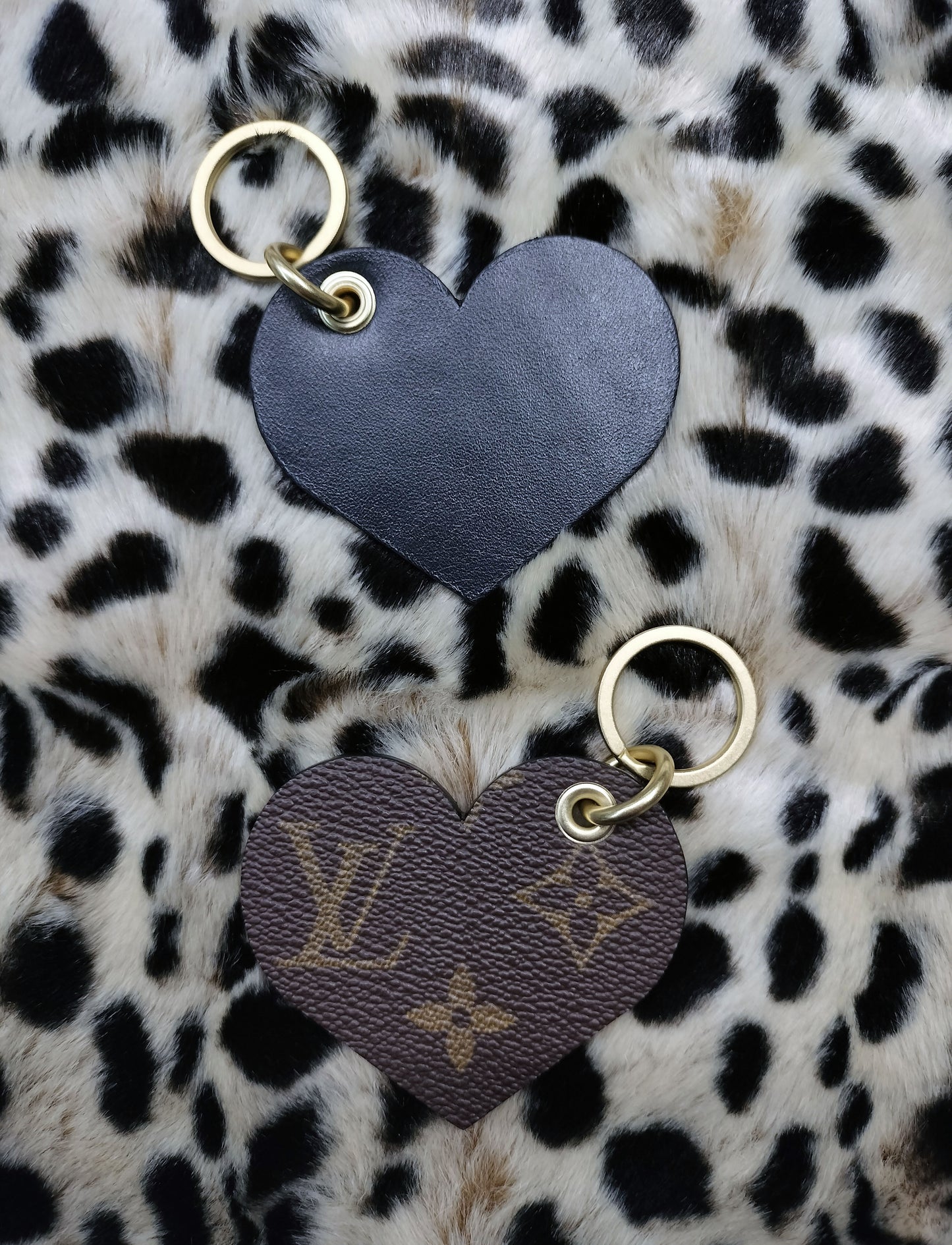Upcycled LV Heart Keychain