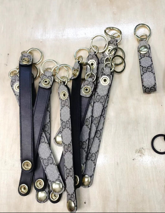 Upcycled Gucci snap keychain in leather