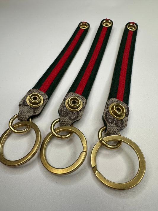 Upcycled Gucci Snap Keychain w/ Stripe